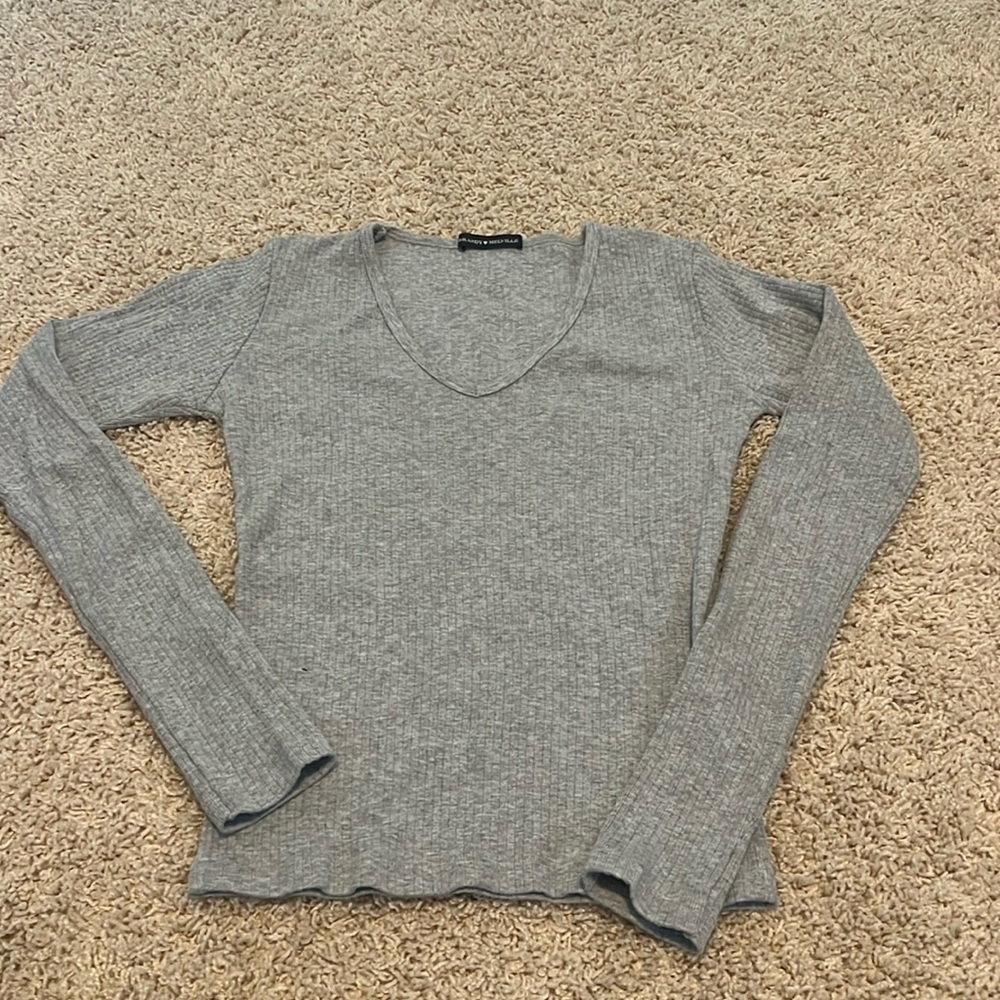 Light gray ribbed LS